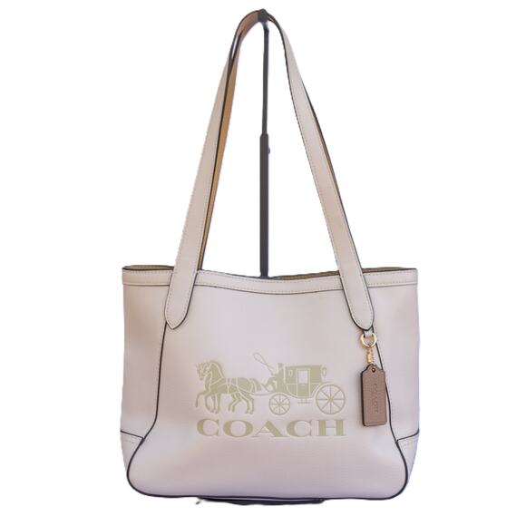 COACH Purse C4062 2021 White Handbag Cream Leather Tote Bag - Picture 1 of 12